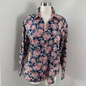 Chaps Womens XL Long Sleeve Floral Button Up Shirt Long Sleeve Blouse Top